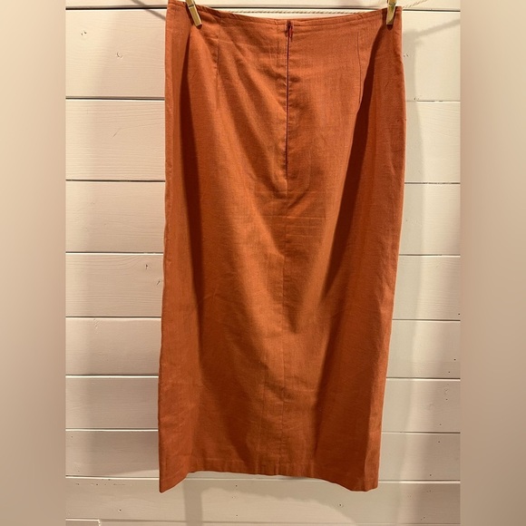 TRISTAN & ISEULT burnt orange linen skirt – size 9 - Picture 6 of 8